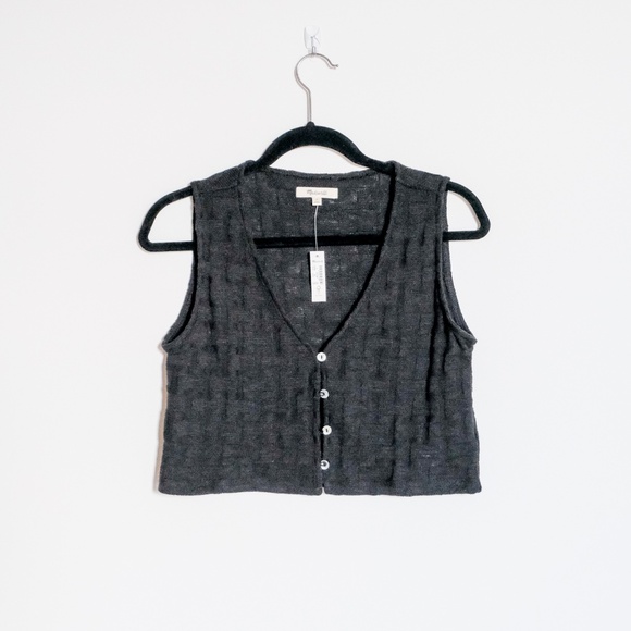 BNWT Madewell basketweave stitch cropped vest size Small - Picture 1 of 8